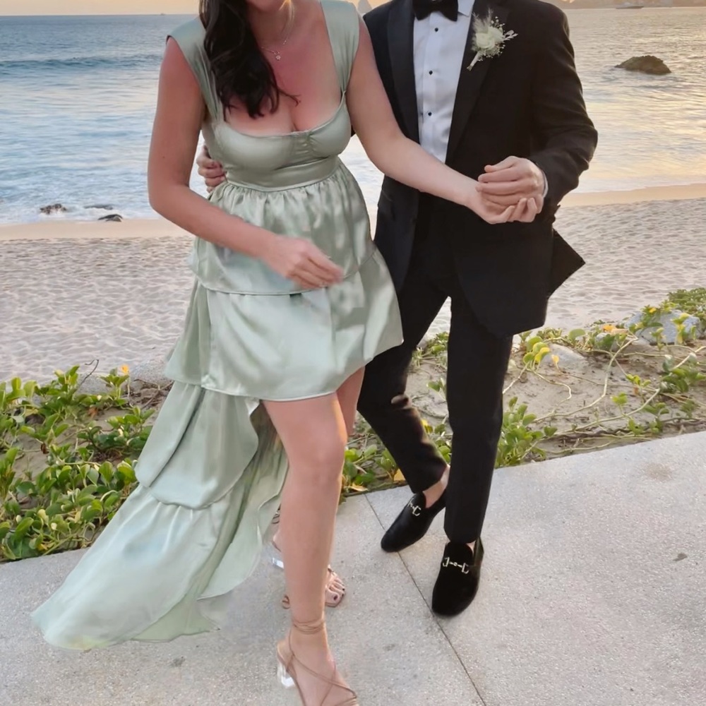 We Wore What high low ruffle corset dress